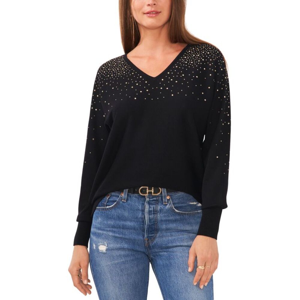 Sam & Jess Women's V-Neck Embellished Long-Sleeve Sweater